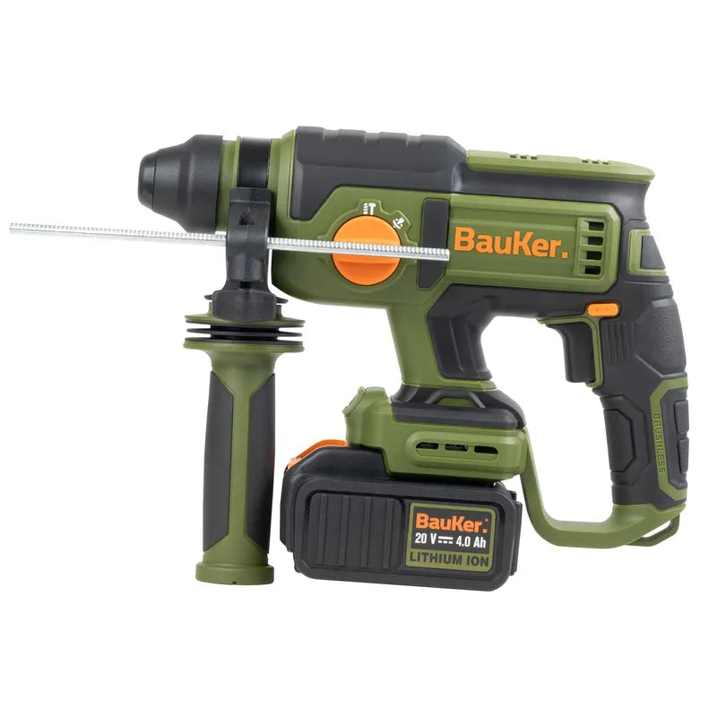 BAUKER Rotomartillo SDS Plus Inalámbrico 20 V Brushless + 1 Batería 4 AH + Cargador
