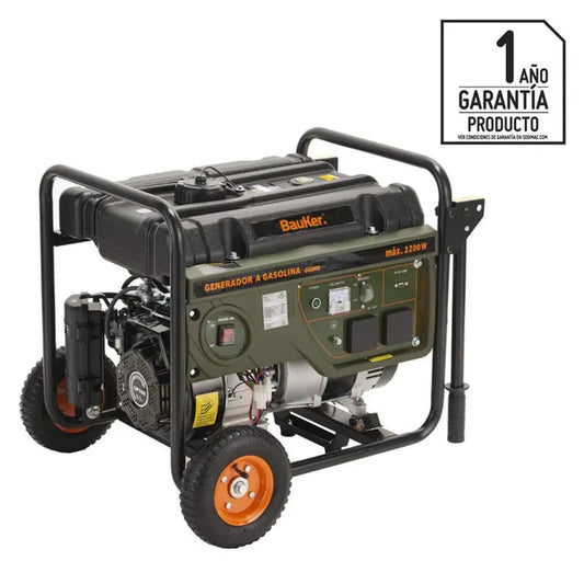 BAUKER Generador Eléctrico a Gasolina Partida Manual 2200 W 15 l
