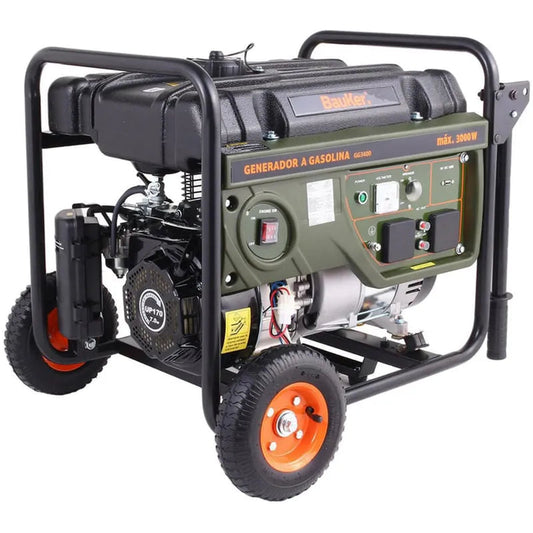 BAUKER Generador Eléctrico a Gasolina Partida Manual 3000 W 15 l