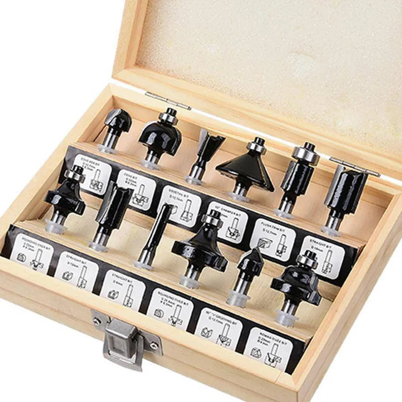 BAUKER Set 12 Fresas 1/4 pulgadas