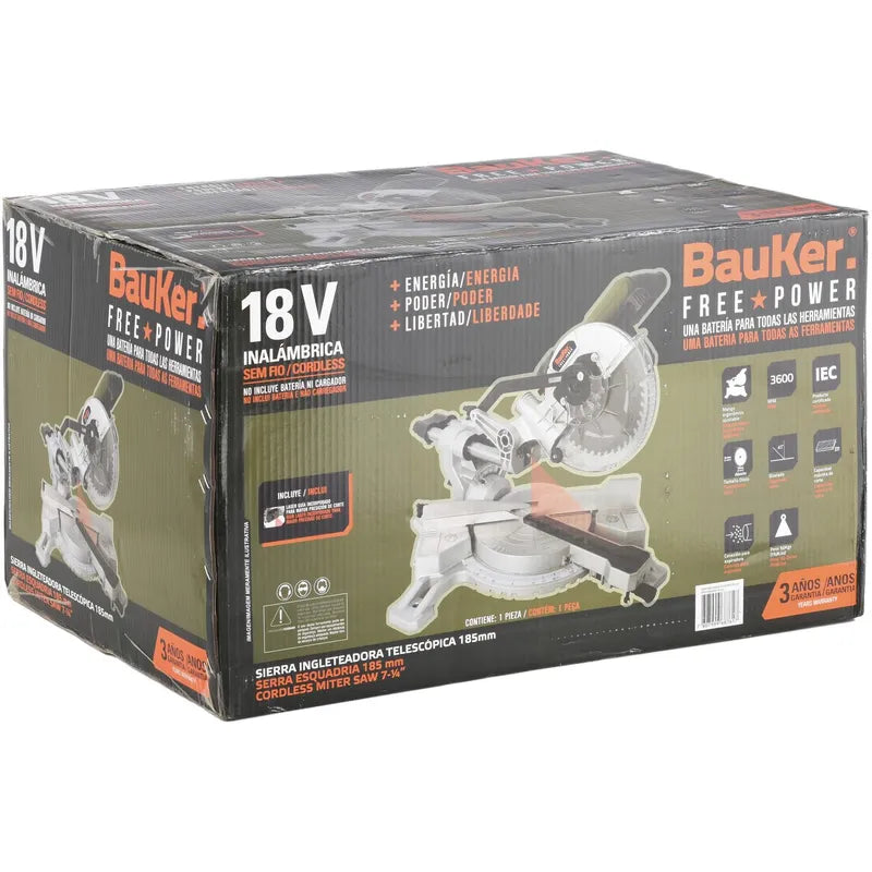BAUKER Sierra Ingleteadora Inalámbrica 7 1/4" 18V Sin Batería