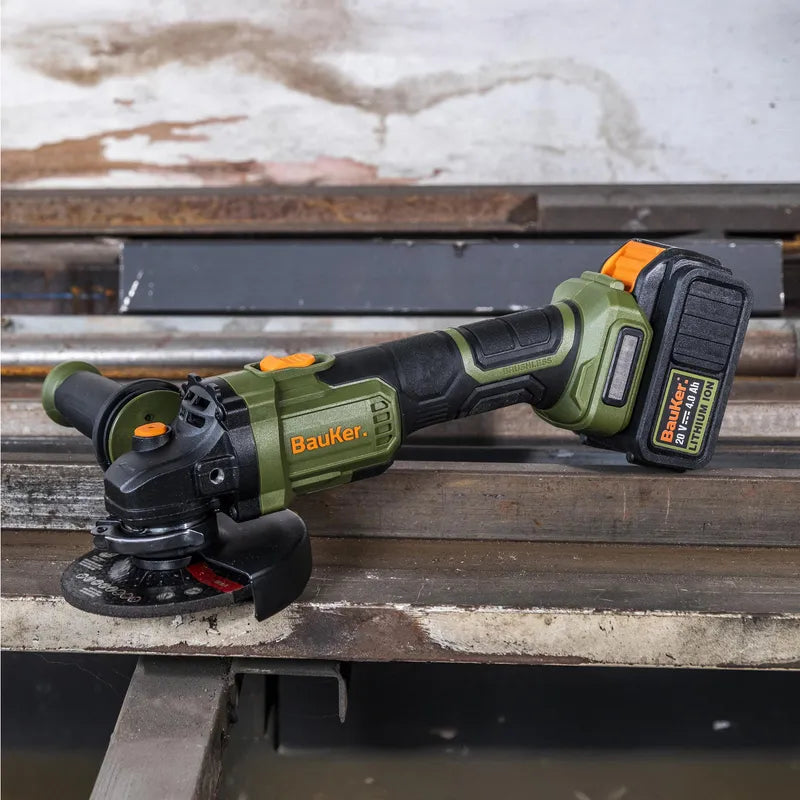 BAUKER Esmeril 4 1/2"- 5" Inalámbrico 20 V Brushless + 1 Batería 4 AH + 1 Cargador