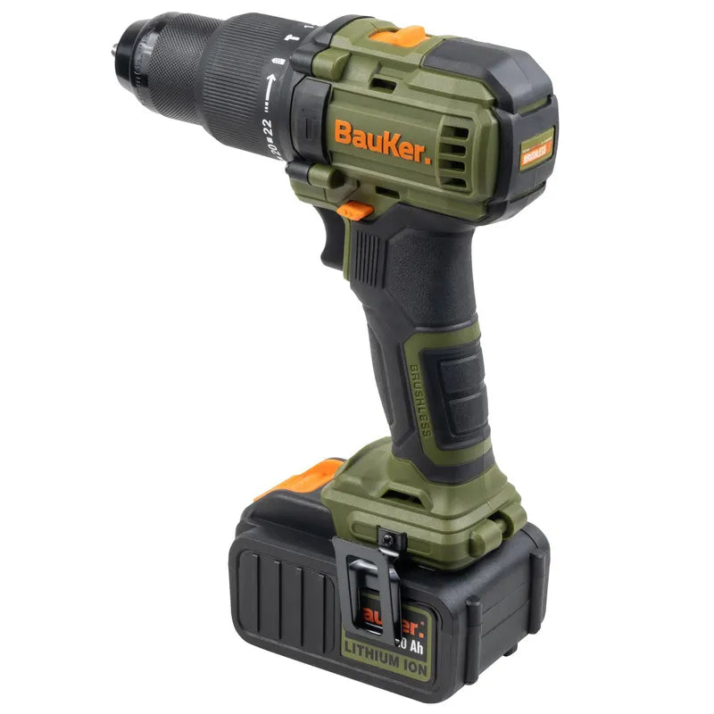 BAUKER Kit Taladro Percutor 13 mm 20 V+ Atornillador Impacto 20 V +2 Baterías 2 AH + Cargador