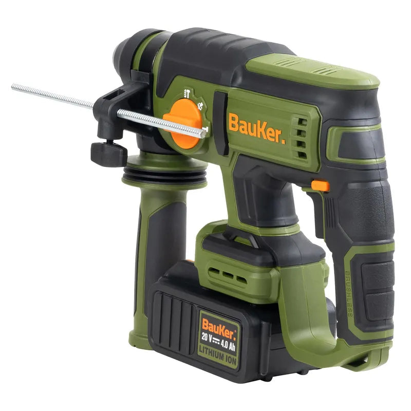 BAUKER Rotomartillo SDS Plus Inalámbrico 20 V Brushless + 1 Batería 4 AH + Cargador