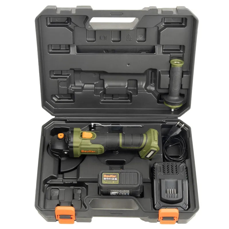 BAUKER Esmeril 4 1/2"- 5" Inalámbrico 20 V Brushless + 1 Batería 4 AH + 1 Cargador