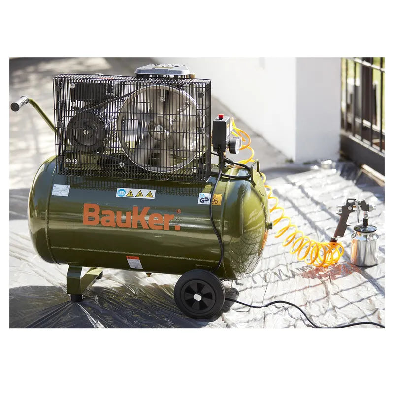 BAUKER Compresor de Aire Portátil 2 HP 100 Litros AB100 248