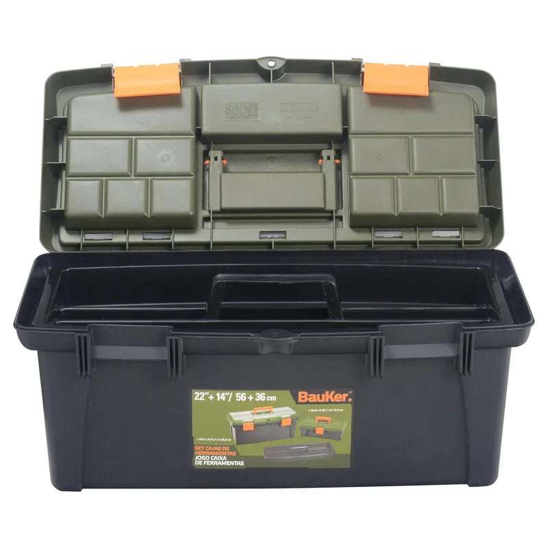 BAUKER Set cajas de herramientas 14" + 22