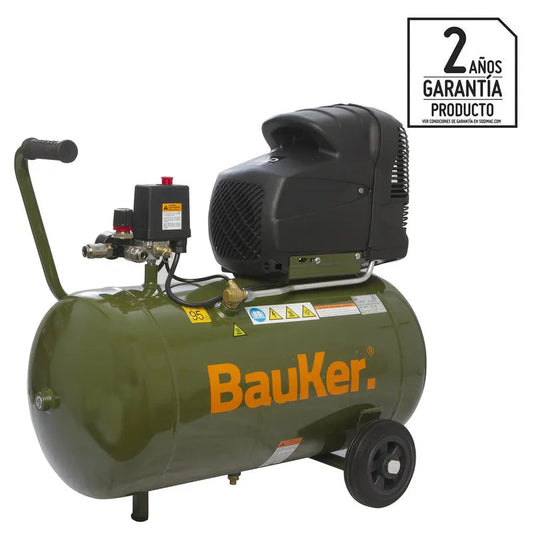 BAUKER Compresor de Aire Portátil 2 HP 50 Litros Euro 250