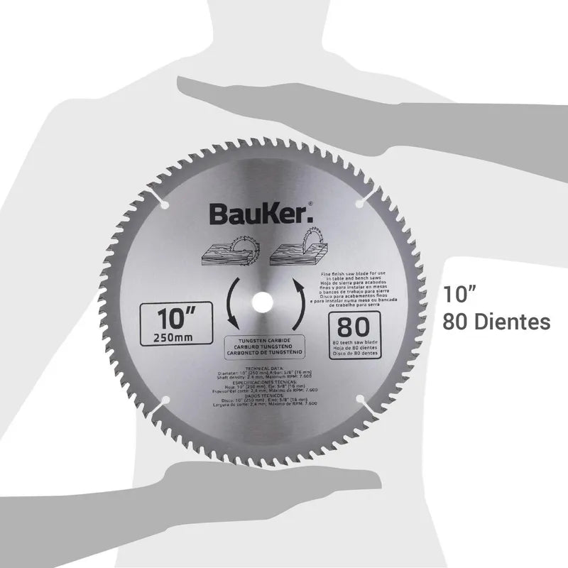 BAUKER Disco de sierra circular 10" 80 dientes