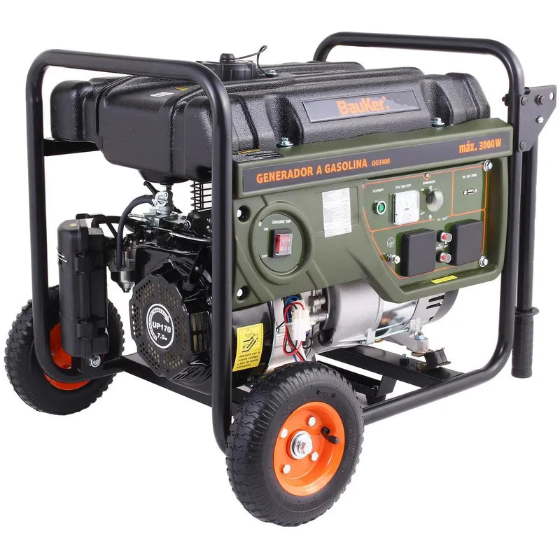 BAUKER Generador Eléctrico a Gasolina Partida Manual 3000 W 15 l