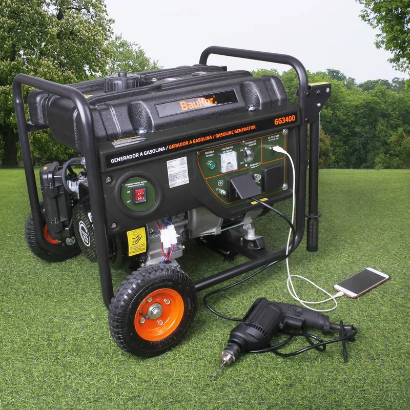 BAUKER Generador a Gasolina Partida Manual 3000 W 15 l