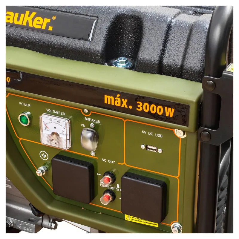 BAUKER Generador Eléctrico a Gasolina Partida Manual 3000 W 15 l