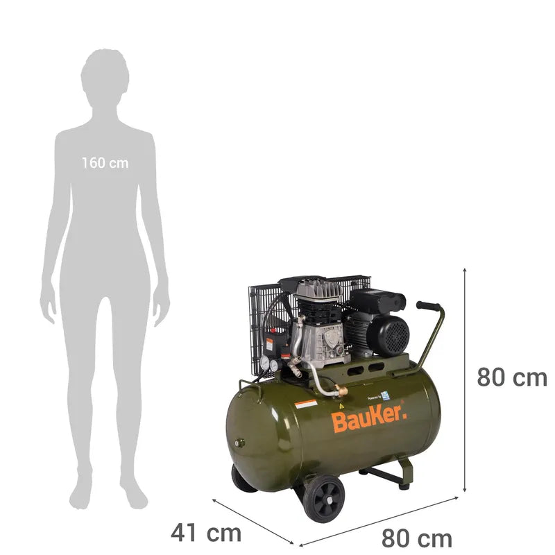 BAUKER Compresor de Aire Portátil 2 HP 100 Litros AB100 248