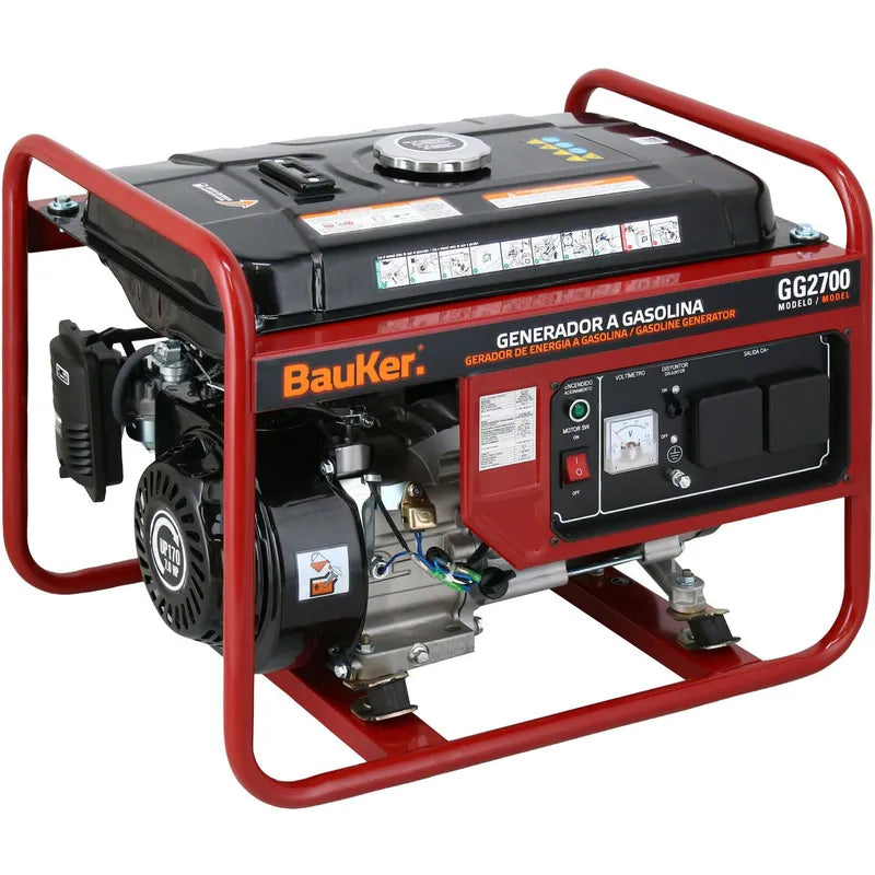 BAUKER Generador Eléctrico a Gasolina Partida Manual 2000 W 15 l