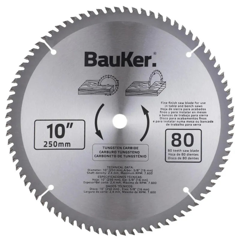 BAUKER Disco de sierra circular 10" 80 dientes