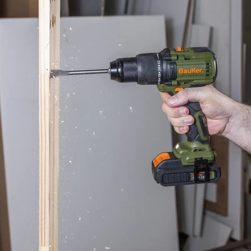 BAUKER Taladro Percutor 13mm 20 V + 2 Baterías 2 AH + Cargador