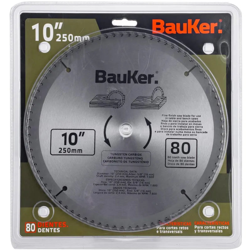 BAUKER Disco de sierra circular 10" 80 dientes
