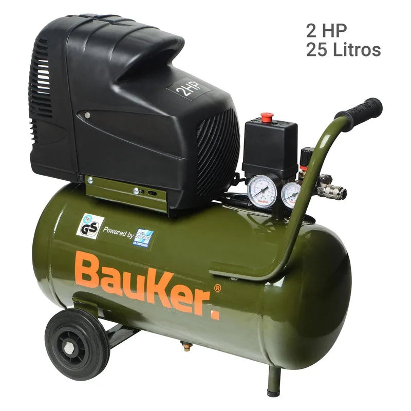 BAUKER Compresor de Aire Portátil 2 HP 25 Litros Euro 225