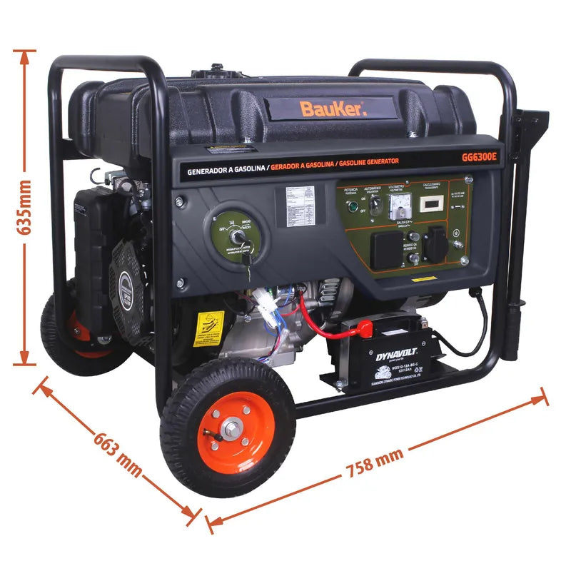 BAUKER Generador a Gasolina Partida Eléctrica 6000 W 25 l
