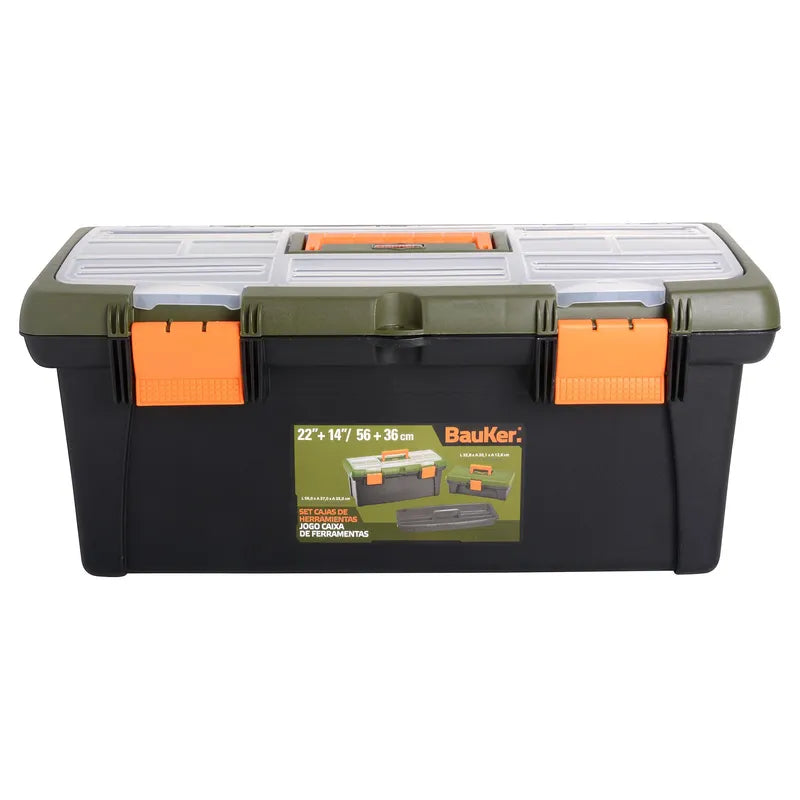 BAUKER Set cajas de herramientas 14" + 22