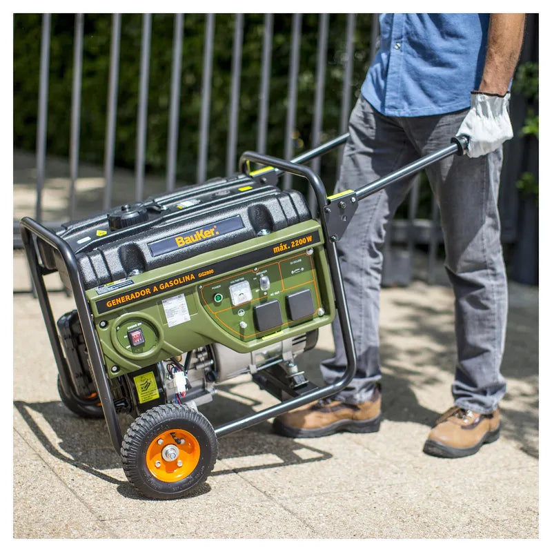 BAUKER Generador Eléctrico a Gasolina Partida Manual 2200 W 15 l
