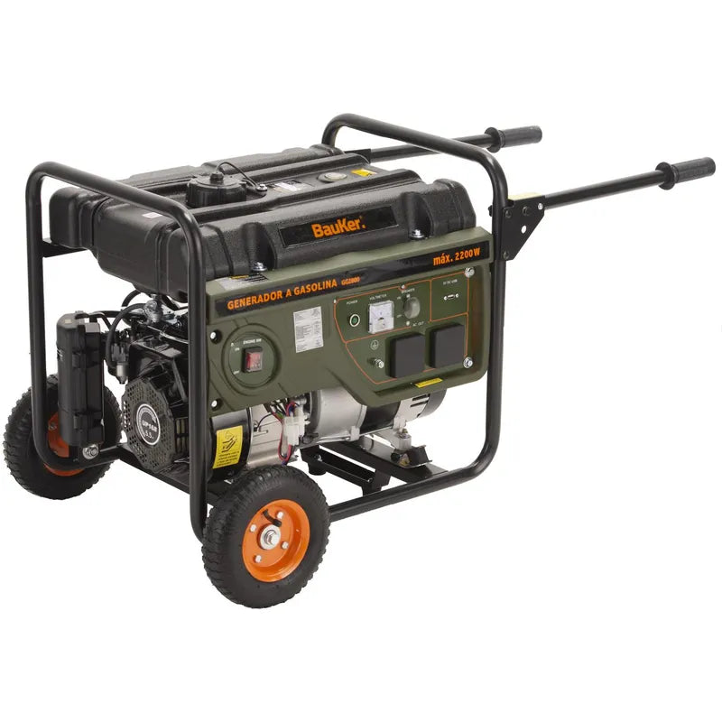 BAUKER Generador Eléctrico a Gasolina Partida Manual 2200 W 15 l