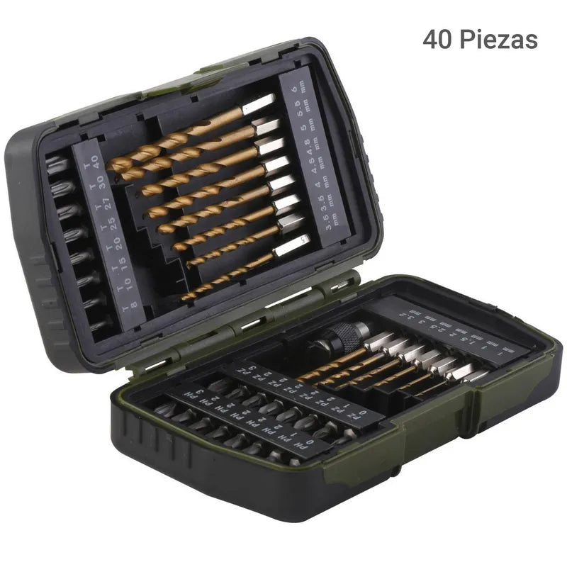 BAUKER Kit de puntas + brocas 40 piezas