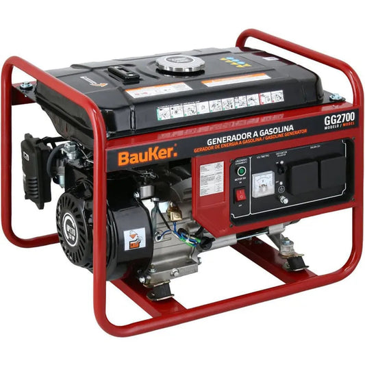 BAUKER Generador Eléctrico a Gasolina Partida Manual 2000 W 15 l