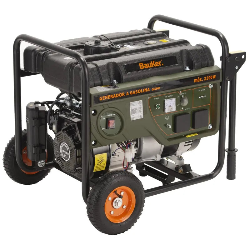 BAUKER Generador Eléctrico a Gasolina Partida Manual 2200 W 15 l
