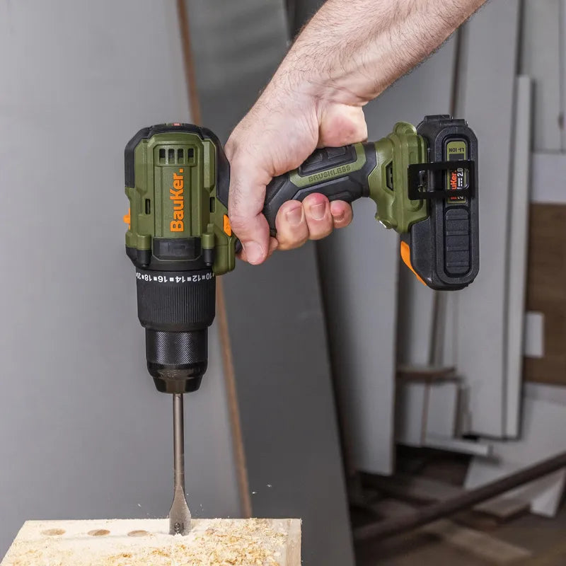 BAUKER Taladro Percutor 13mm 20 V + 2 Baterías 2 AH + Cargador